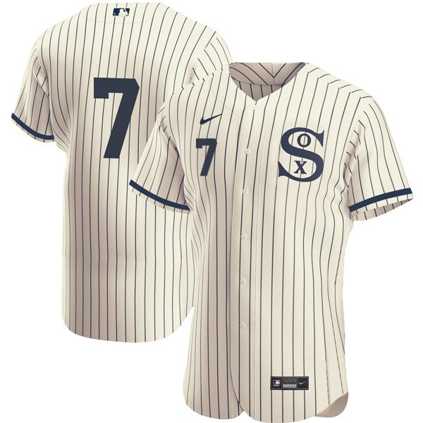 Men Chicago White Sox #7 No Name Cream stripe Dream version Elite Nike 2021 MLB Jerseys